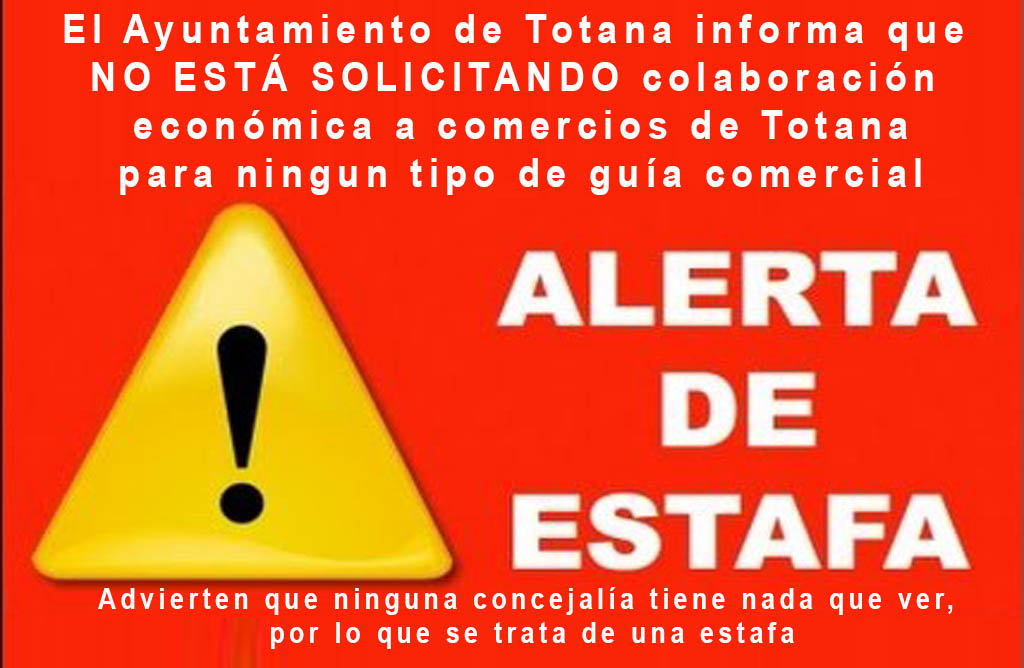 El Ayuntamiento de Totana informa que no est solicitando colaboracin econmica a comercios de Totana para ningn tipo de gua comercial